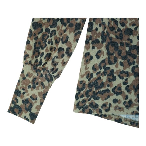 NWT C&C California Shirt Womens Sz M Brown Animal Print Twist Front Long Sleeve - Picture 5 of 5